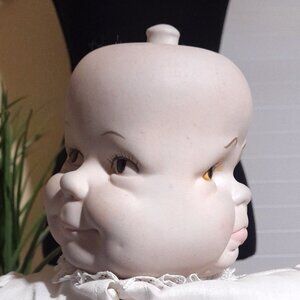 Vintage 3 Faces Porcelain Cloth Doll 25" W/Dress VIEW DESCRIPTION